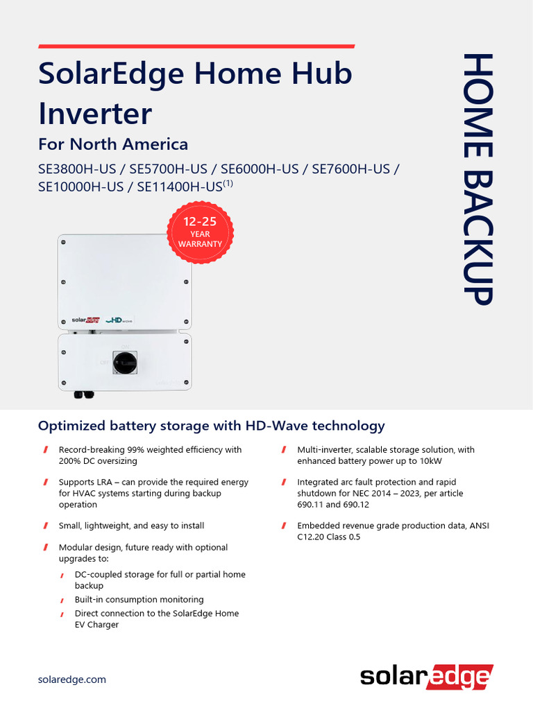 SolarEdge Home Hub Inverter Overview | PDF | Mains Electricity | Power ...