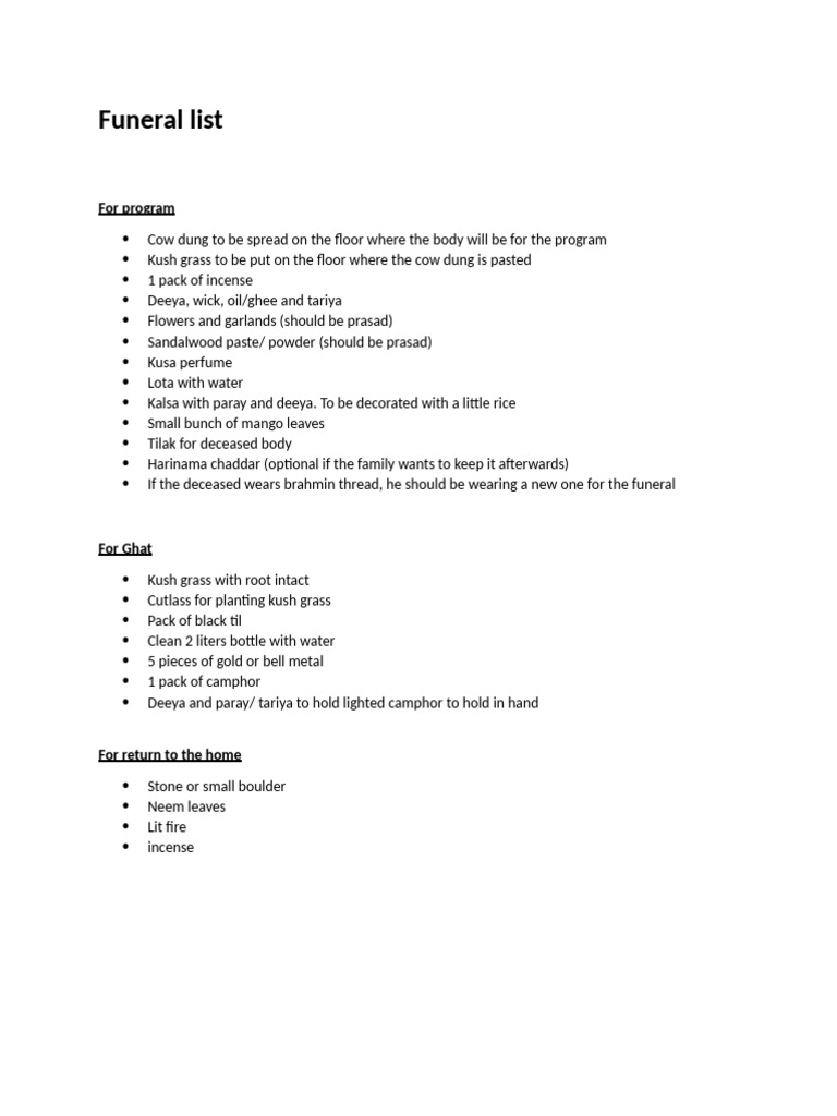 Funeral List | PDF