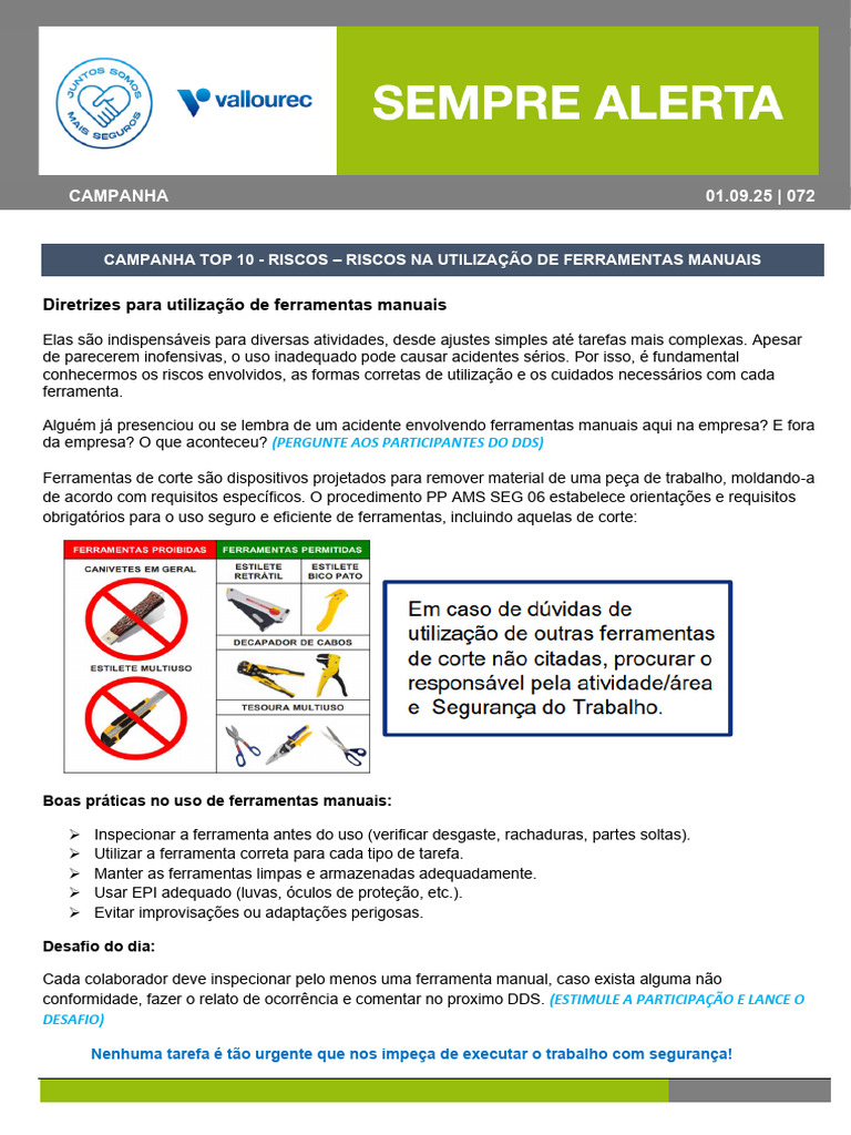 Riscos e Boas Práticas com Ferramentas Manuais | PDF