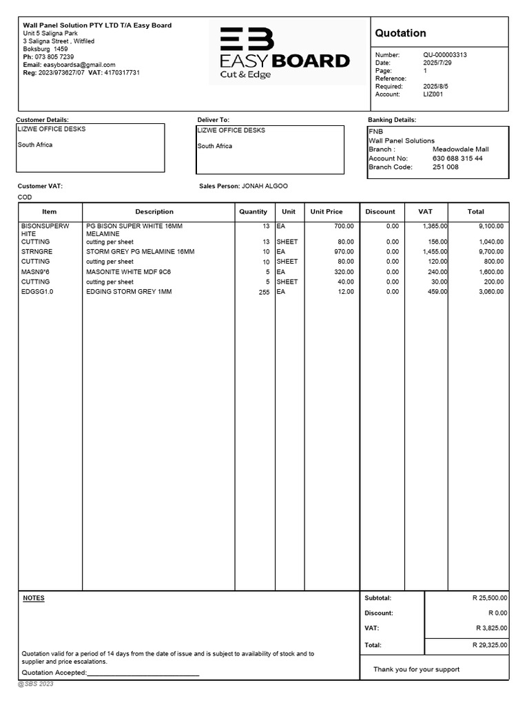 Wall Panel Solution PTY LTD TA Easy Board QU-000003313 - 20250729012243 ...