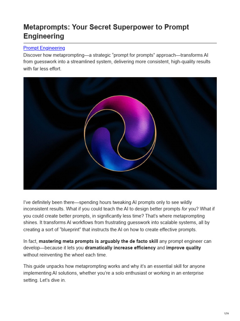 Master Metaprompting for AI Efficiency | PDF | Artificial Intelligence ...