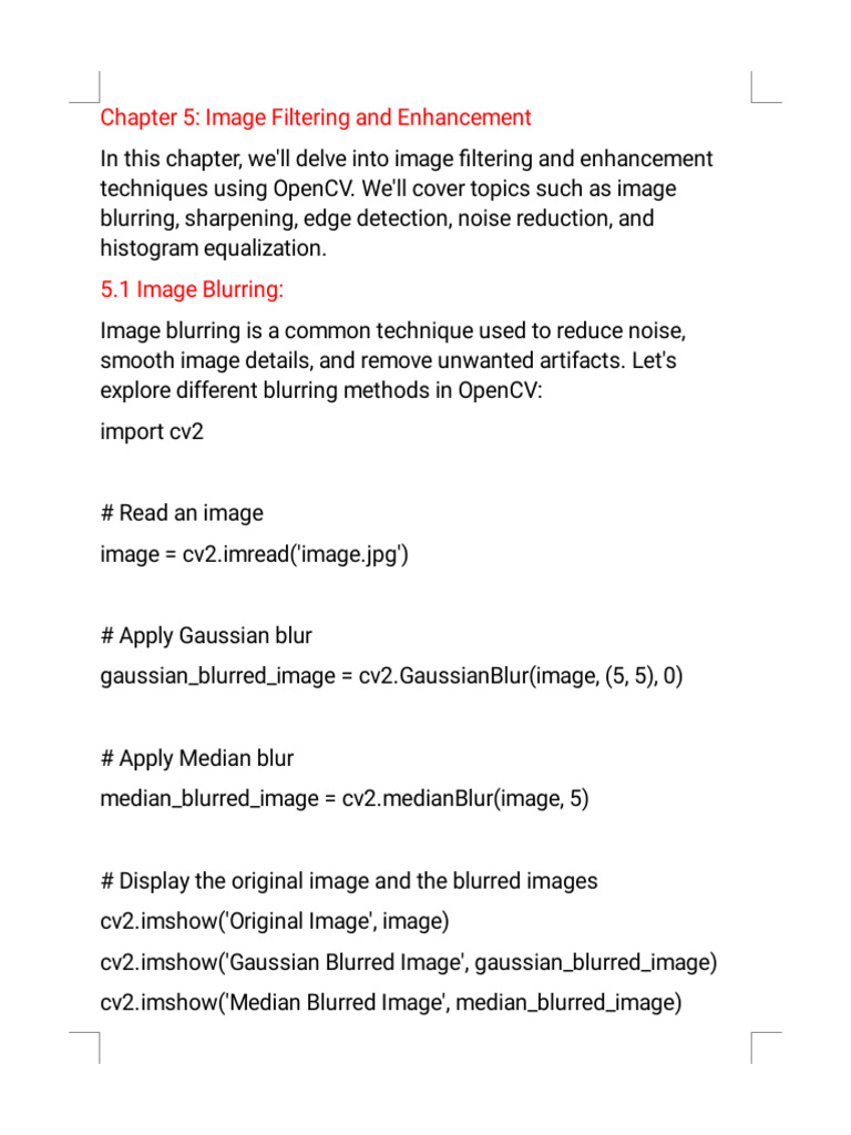 Image Filtering Techniques in OpenCV | PDF | Signal Processing ...