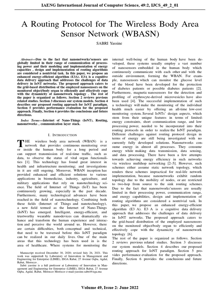 Routing Protocol For Wireless Body Area | PDF | Wireless Sensor Network ...