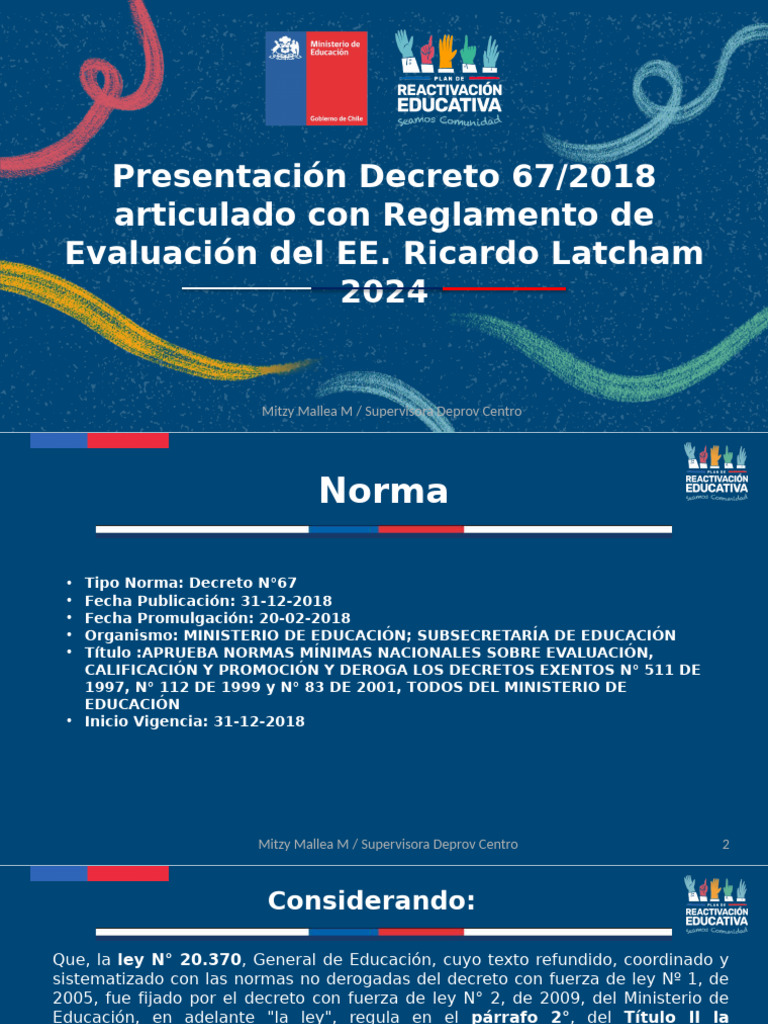 Normas de Evaluación Escolar Decreto 67 | PDF | Evaluación | Enseñando