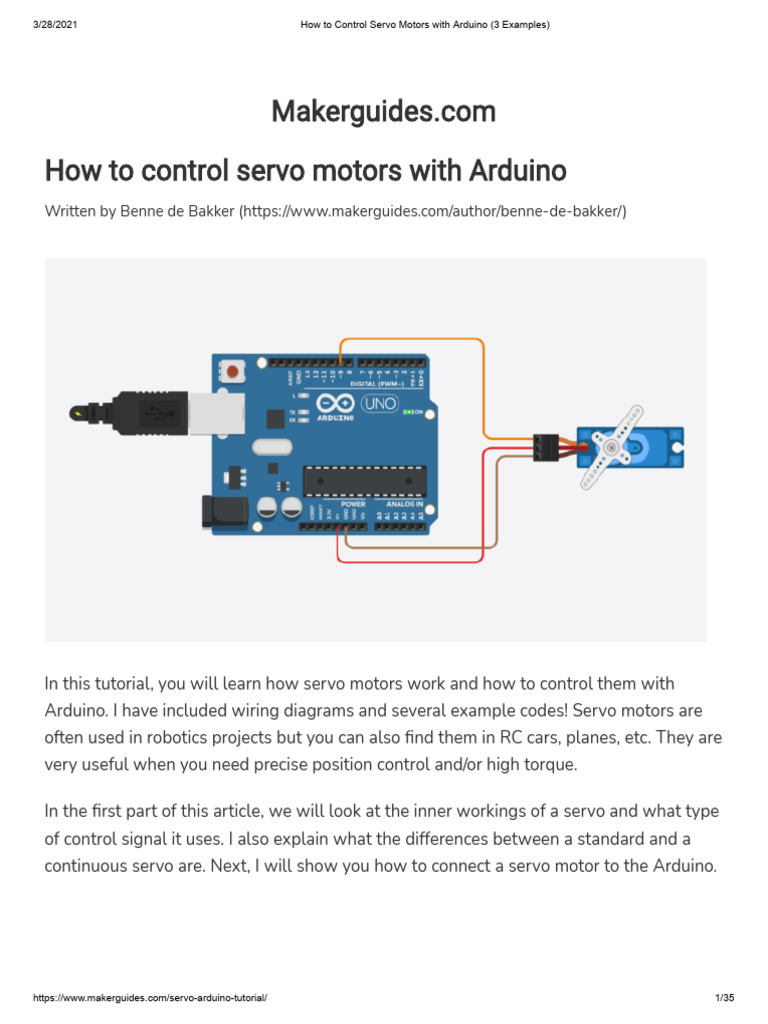 How To Control Servo Motors With Arduino 3 Examples | PDF | Electrical ...