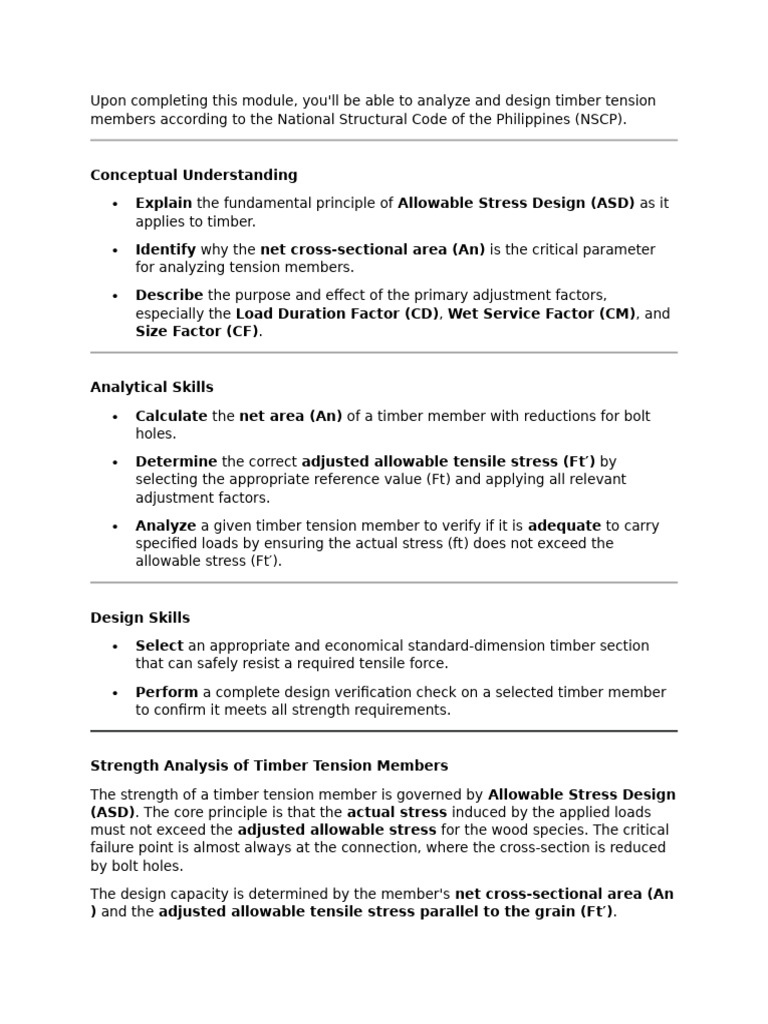 Timber Tension Member Design Guide | PDF | Strength Of Materials ...