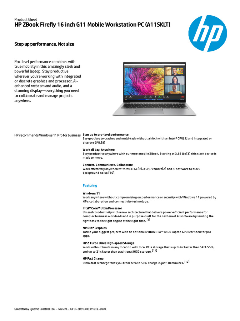 HP Zbook Firefly 16 - g11 | PDF | Graphics Processing Unit | Windows 10