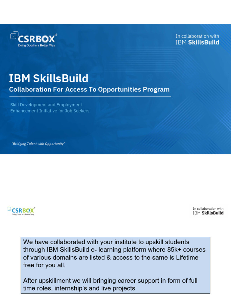 IBM SkillsBuild Program Overview | PDF