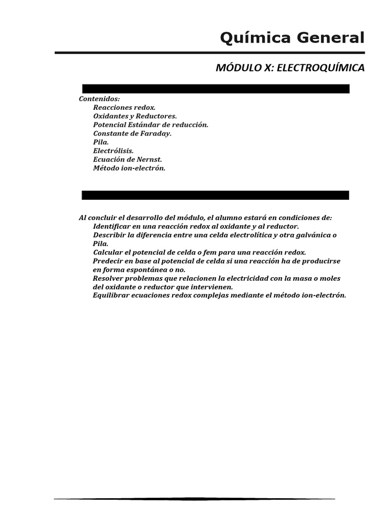 10 - Módulo X - Electroquímica | PDF | Redox | Electroquímica