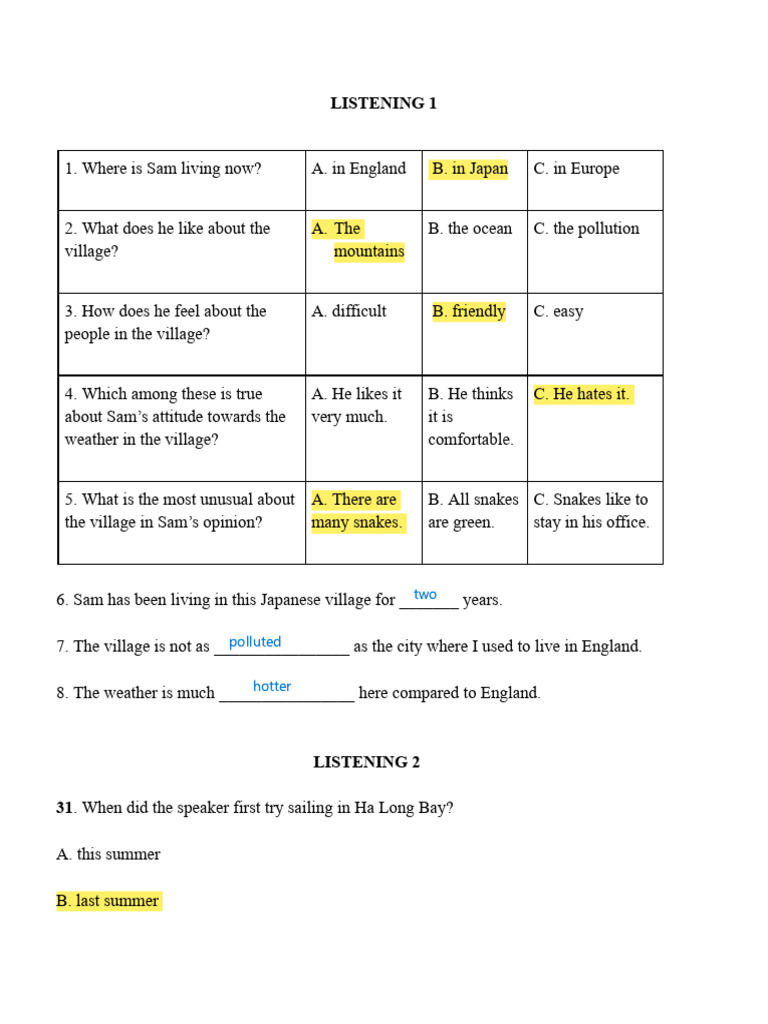 Listening Practice | PDF