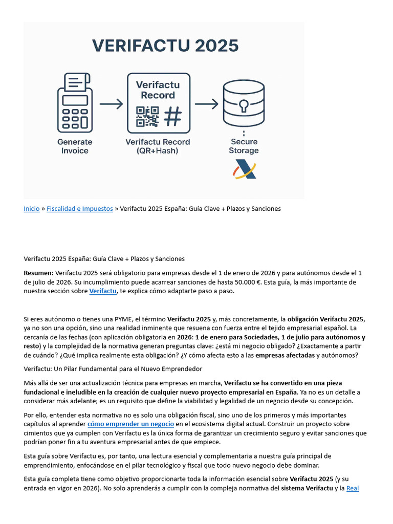 Guía para Implementar Verifactu 2025 en PYMES | PDF | Factura ...
