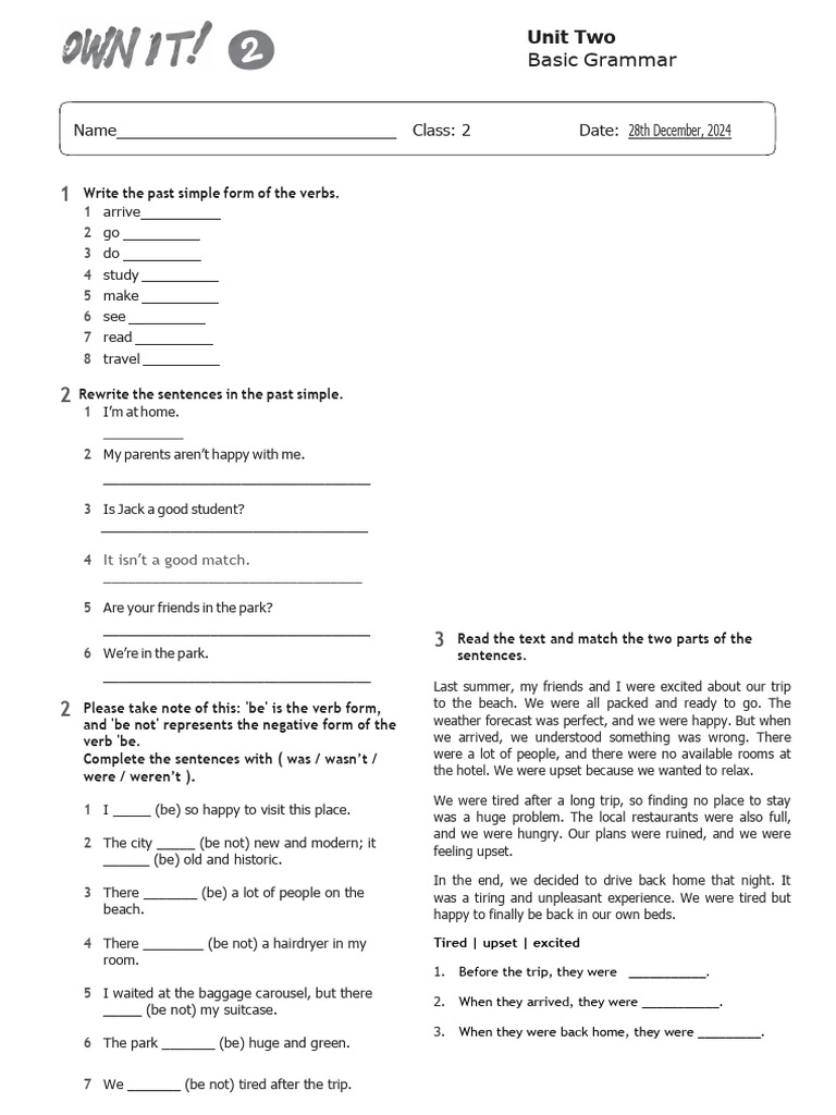 Basic Grammar: Past Simple Practice | PDF | Linguistic Typology ...