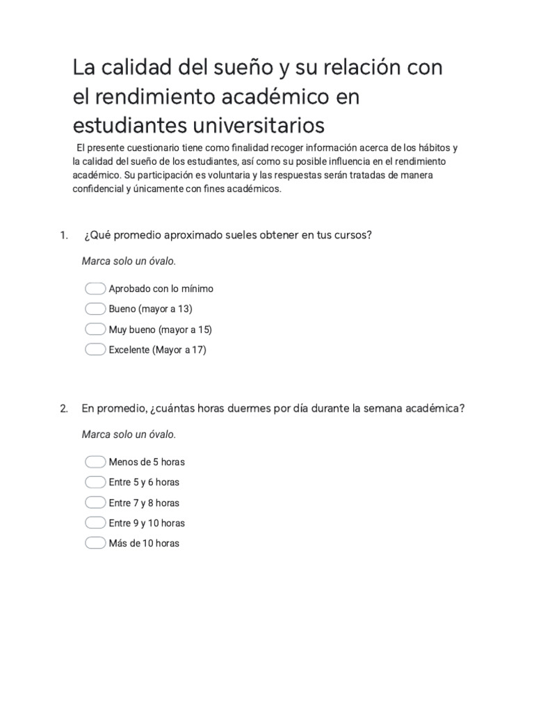 Calidad del sueño y rendimiento académico | PDF | Dormir
