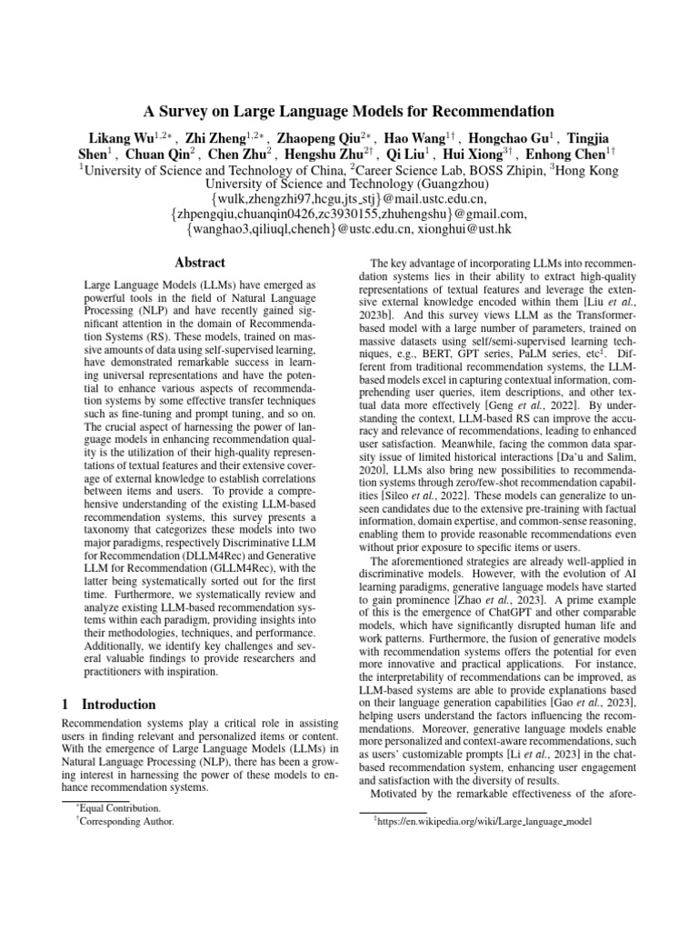 Survey on LLMs for Recommendation | PDF | Artificial Intelligence ...