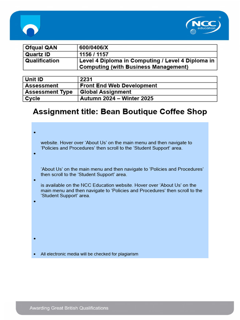 Bean Boutique Web Development Assignment | PDF | Websites | World Wide Web