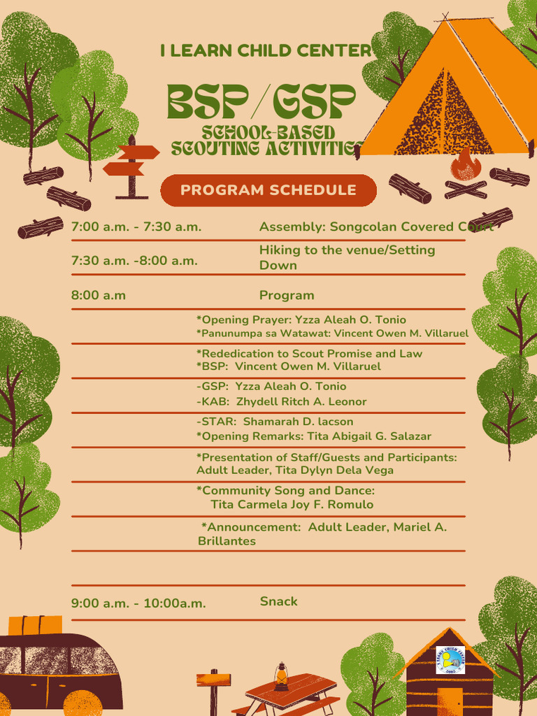 BSP/GSP Scouting Activities Schedule | PDF