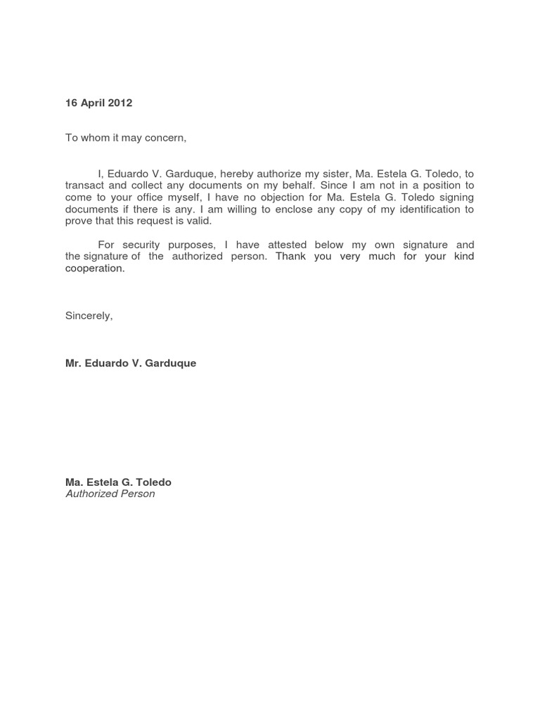 Authorization Letter Government Politics