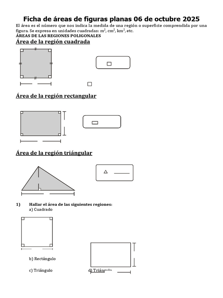 Cálculo de áreas de figuras planas | PDF | Triángulo | Rectángulo