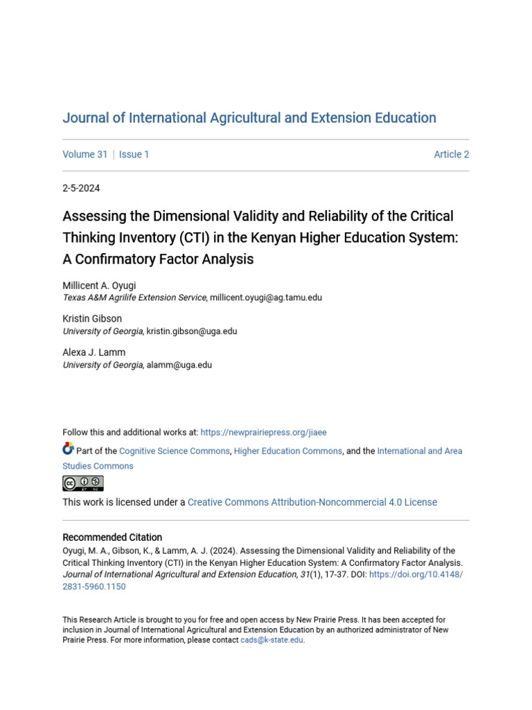 Critical Thinking Survey Questionnaire (CTHQ) | PDF | Critical Thinking ...