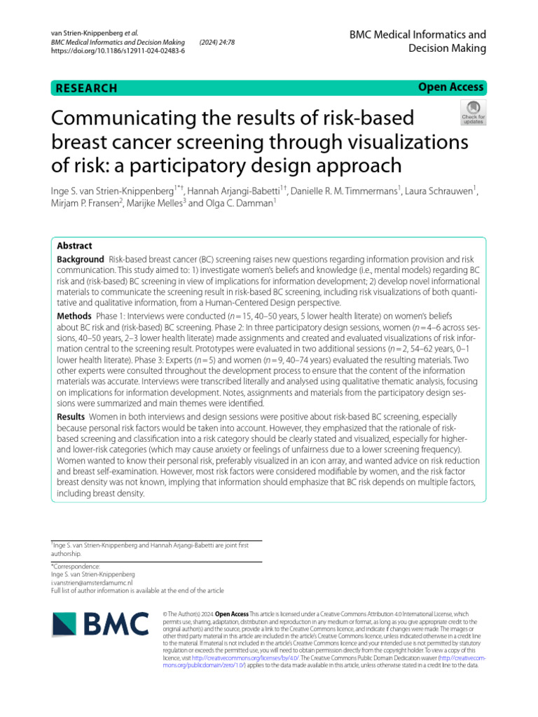 Risk-Based Breast Cancer Screening Visualizations | PDF | Screening ...