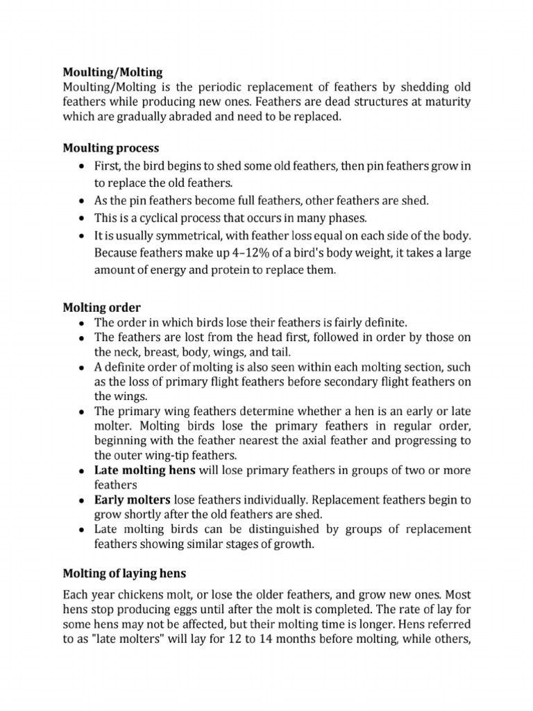 Moulting Note | PDF