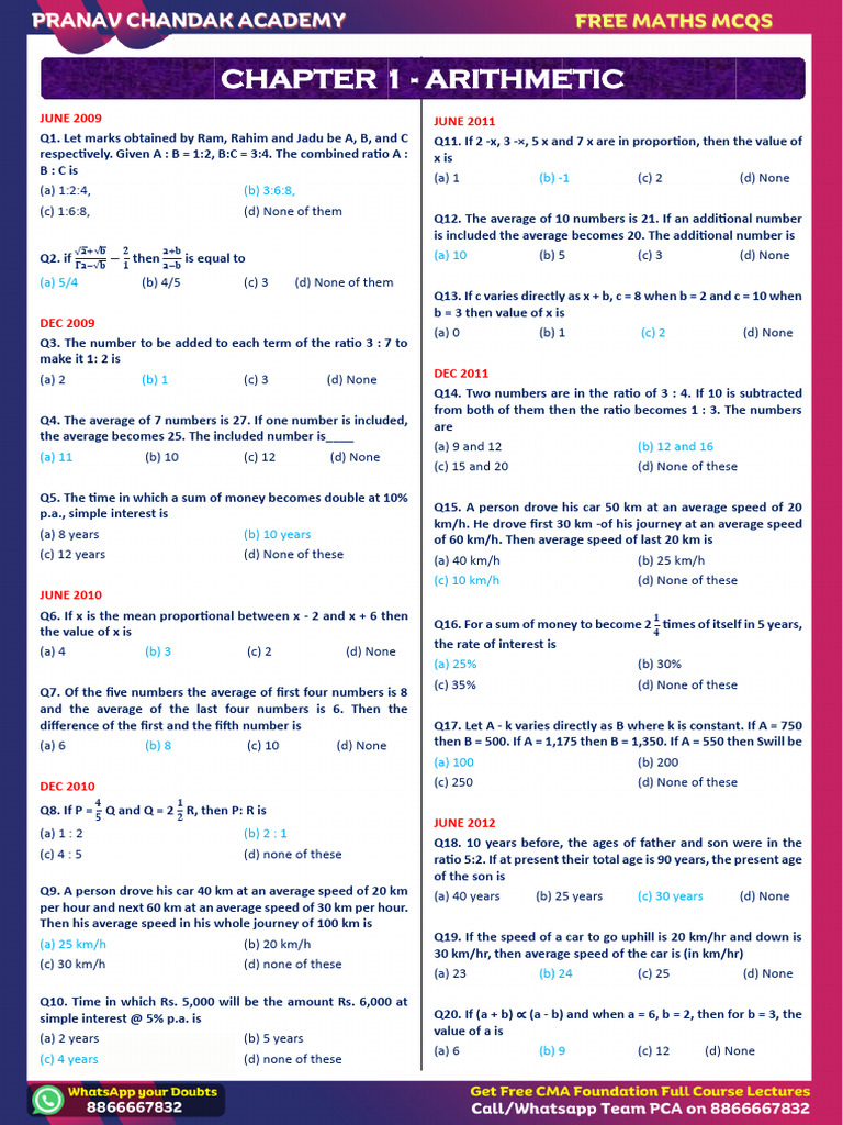 Math Ratio and Average Questions | PDF | Interest | Compound Interest