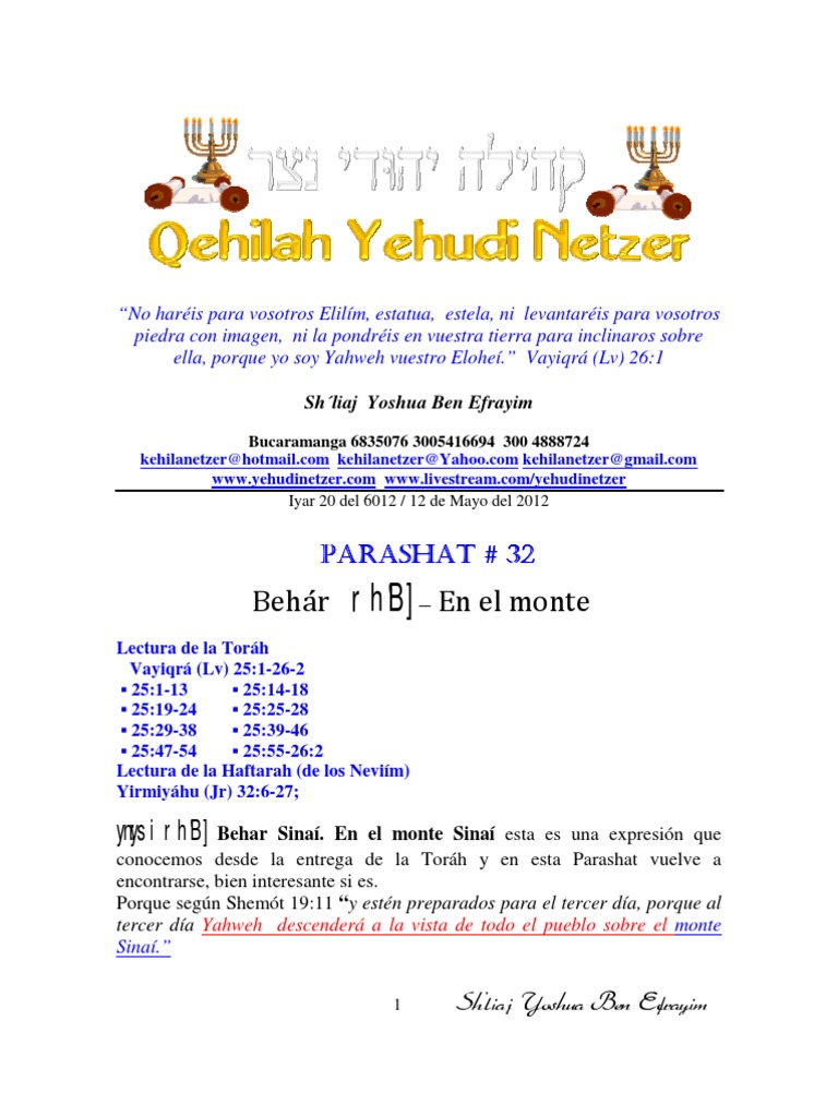Parashat Behar 32 Adul 6012 Tetragrammaton Residuos