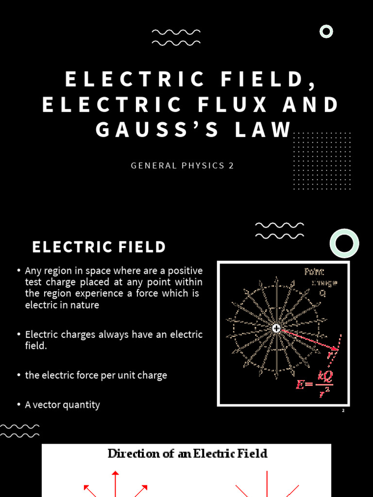Electric Field Electric Flux And Gausss Law Pdf Flux Electric Field