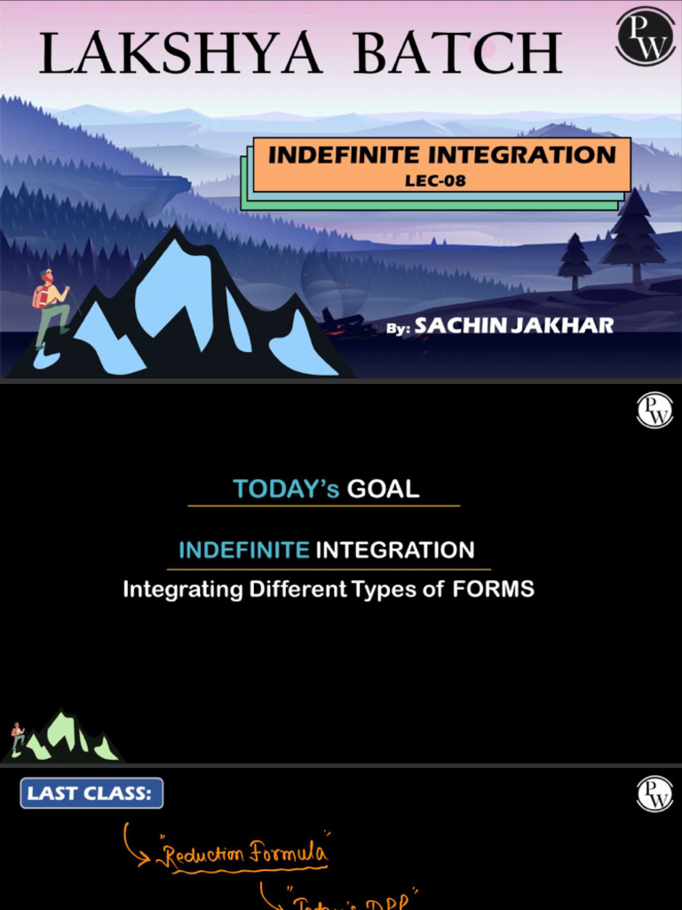 Indefinite Integration 08 Class Notes INDEFINITE INTEGRATION L 8lakshya ...