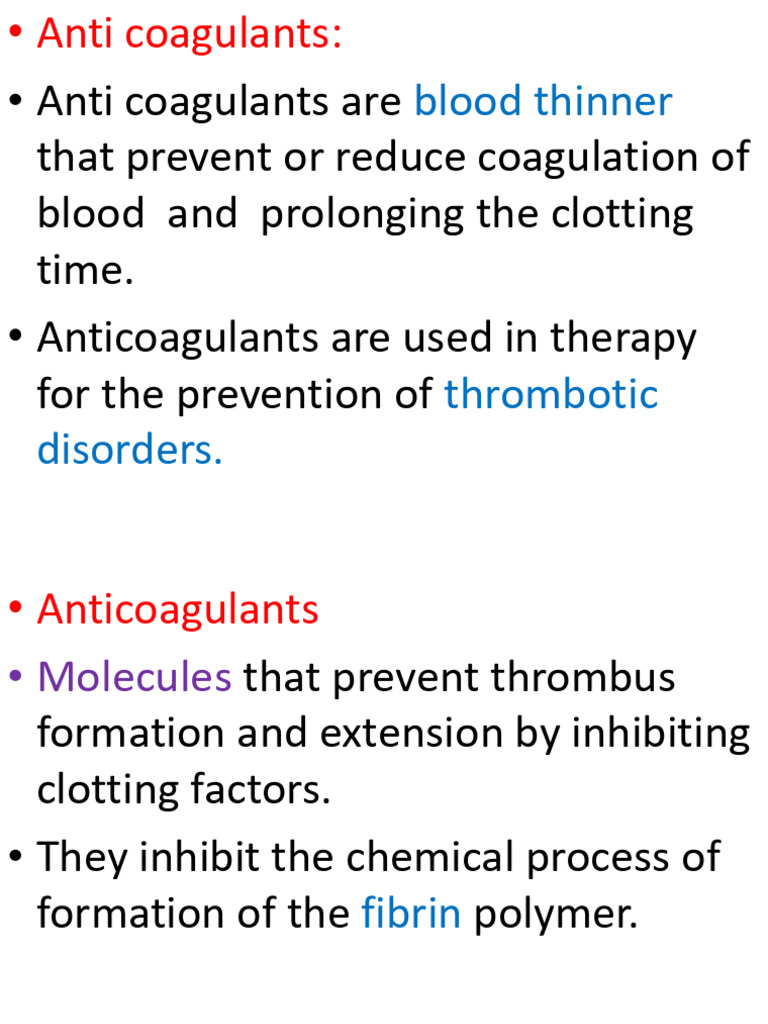 Anticoagulants and Their Uses Explained | PDF | Coagulation | Thrombus