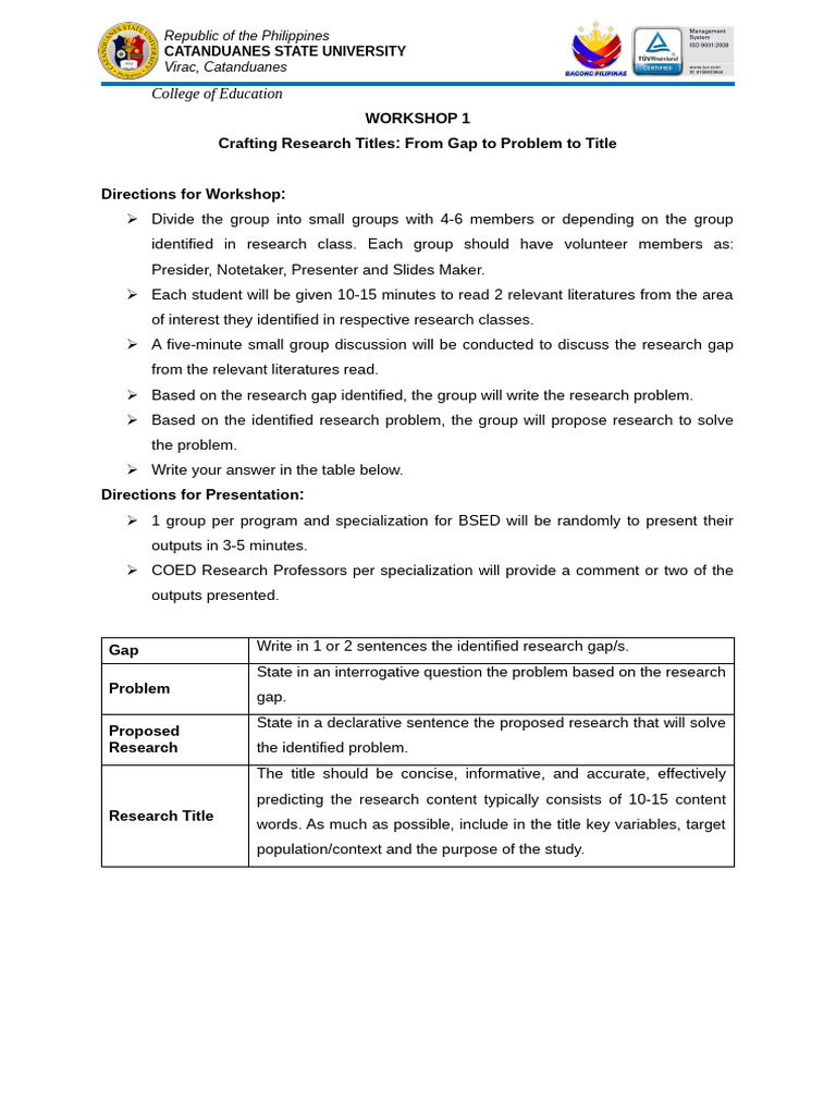 Workshop 1 - Template | PDF