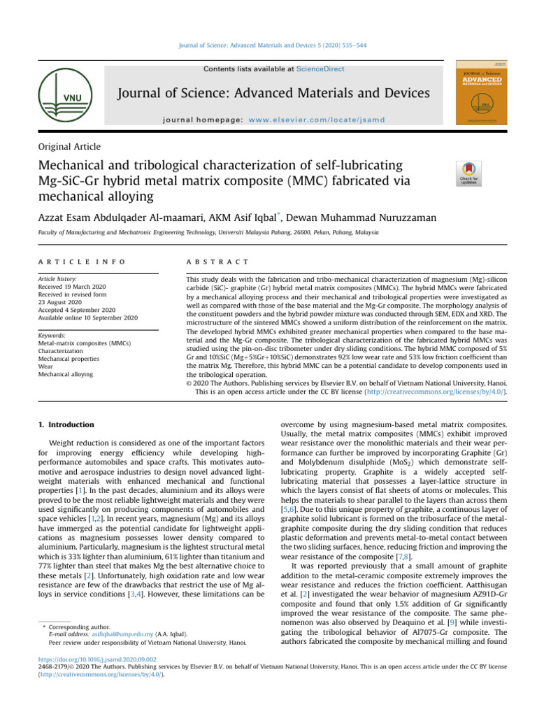 Mg-SiC-Gr Hybrid MMCs: Mechanical & Tribological Study | PDF | Wear ...