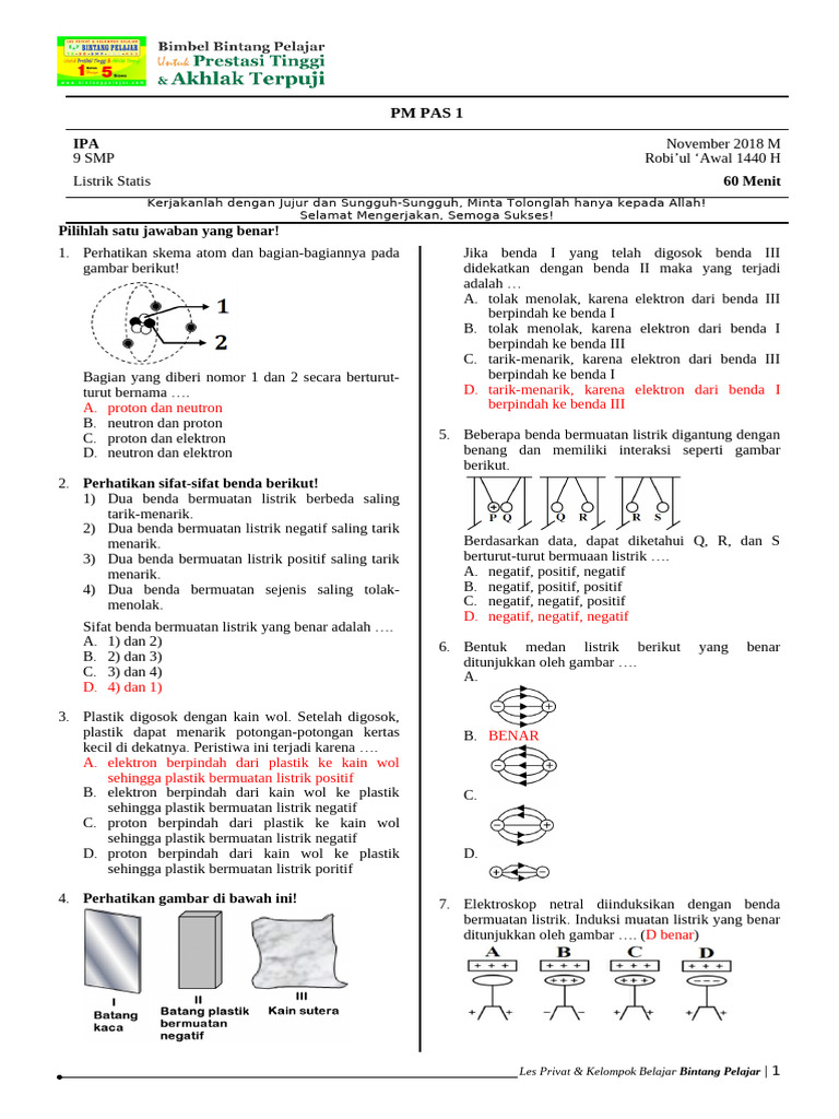 Soal Ujian Listrik Statis SMP 9 | PDF