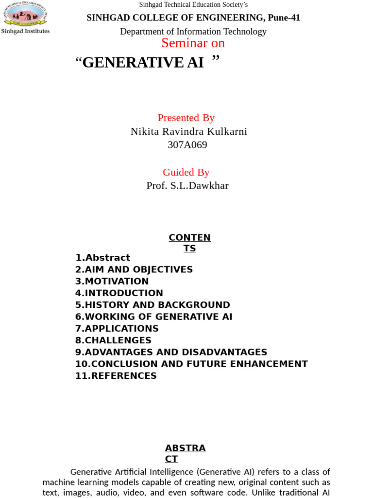 Generative AI: Concepts and Applications | PDF | Artificial ...