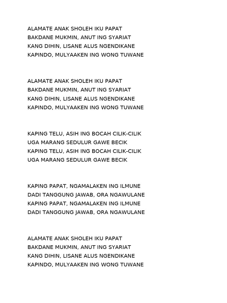 Alamate Anak Sholeh Iku Papat | PDF