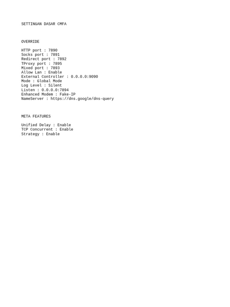 Settingan Dasar CMFA | PDF