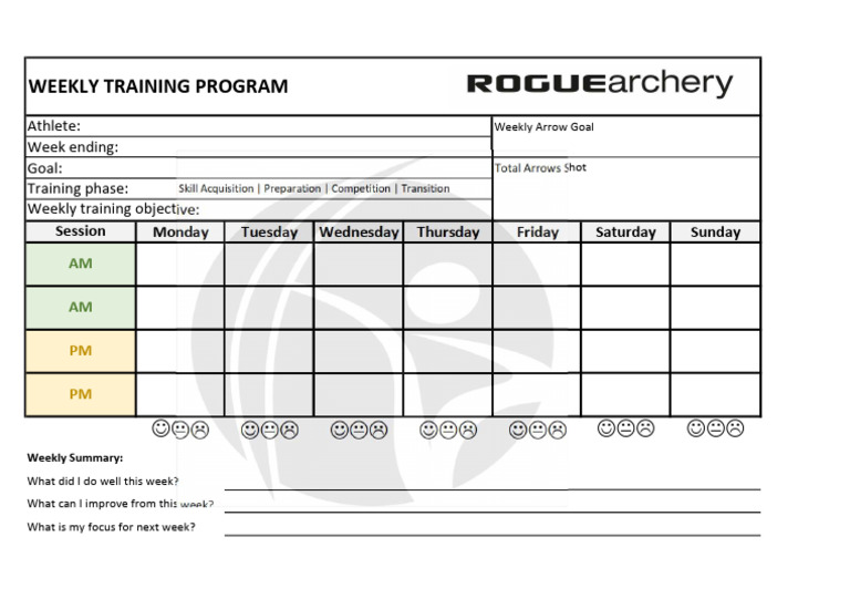 Weekly Training Program Template (A5) | PDF