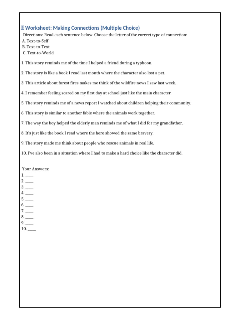 Connection Types Worksheet | PDF