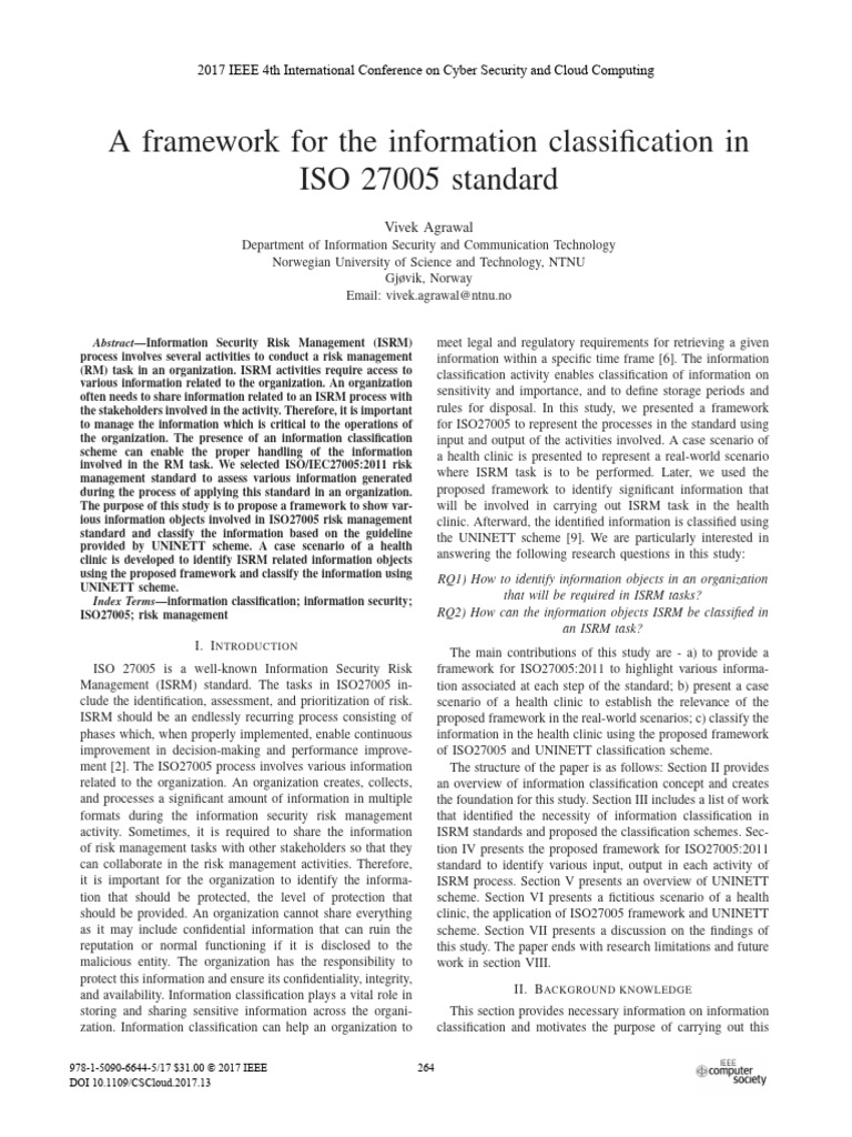 ISO 27005 Information Classification Framework | PDF | Risk | Risk ...