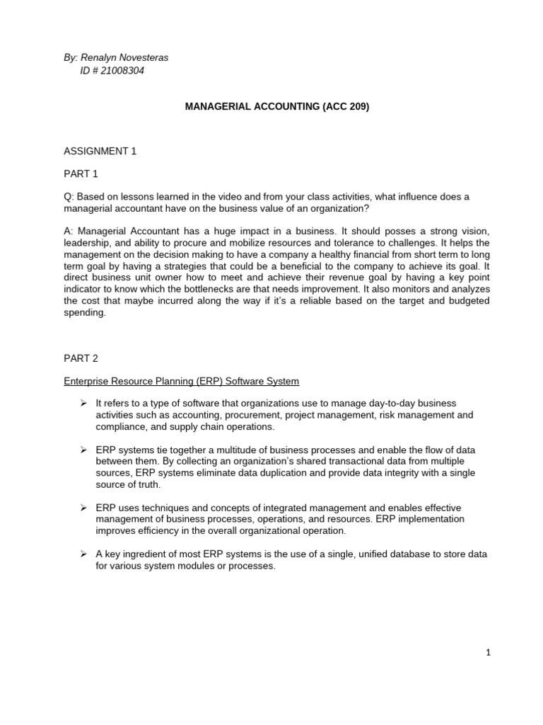 Assignment No 1 Answer | PDF | Enterprise Resource Planning | Lean ...