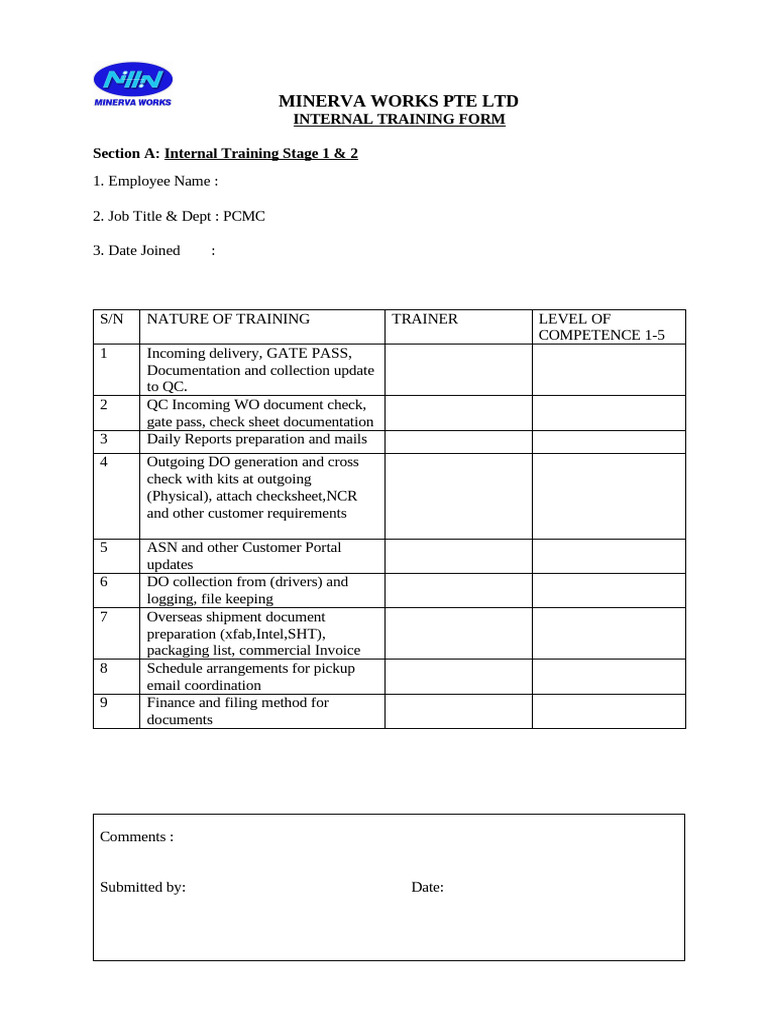 Internal Training Form1 - PCMC | PDF