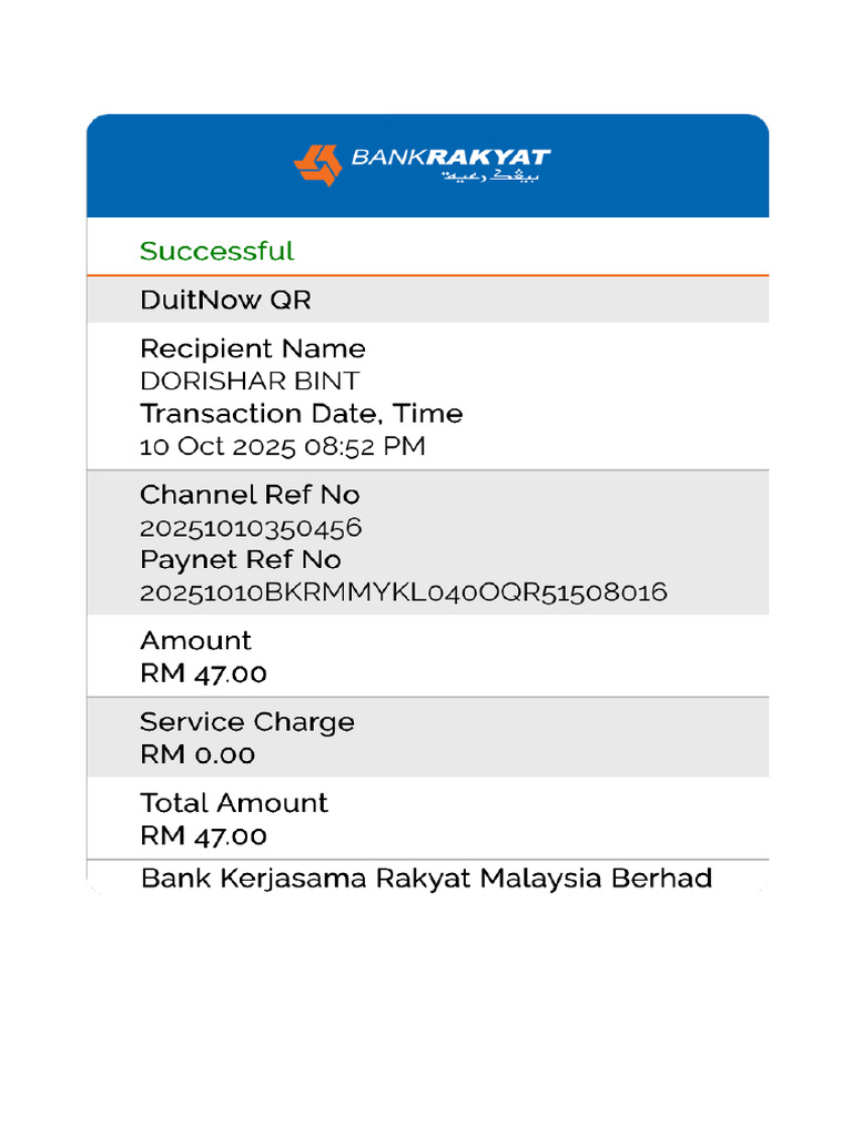 Receipt Bank Rakyat - 20251010125225159 | PDF