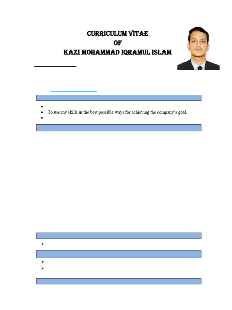 Kazi Mohammad Iqramul Islam CV | PDF