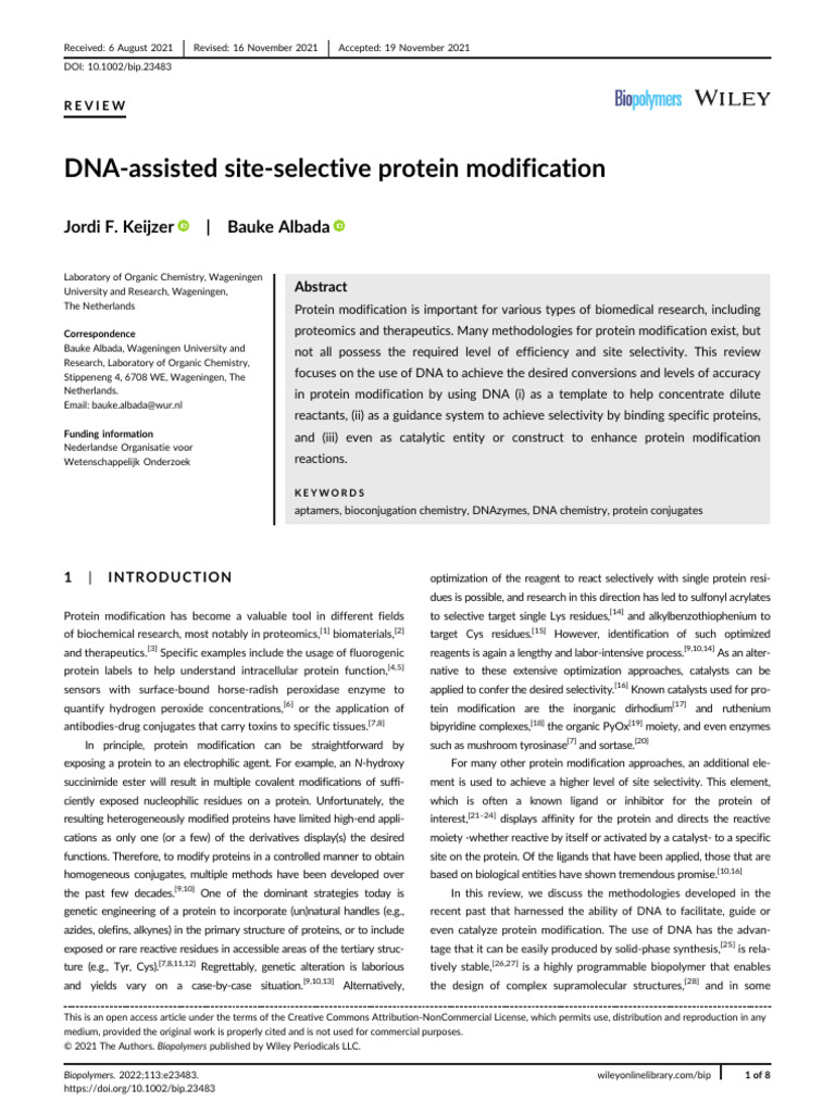 DNA-Driven Protein Modification Techniques | PDF | Proteins | Dna
