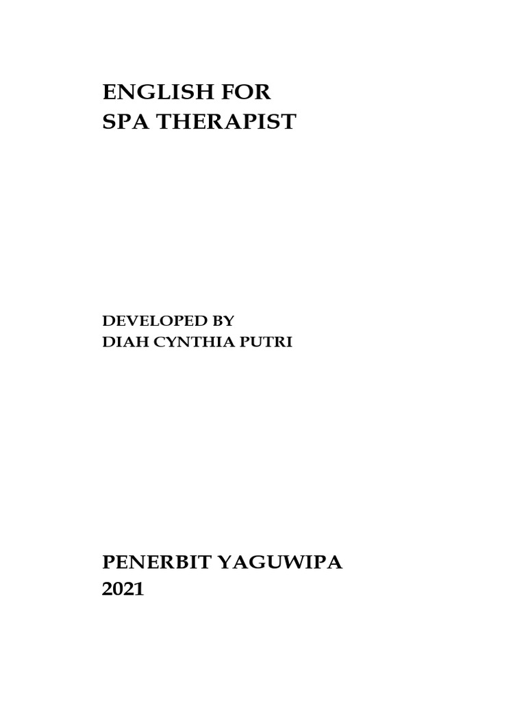 English For Spa Therapist | PDF | Spa | Information