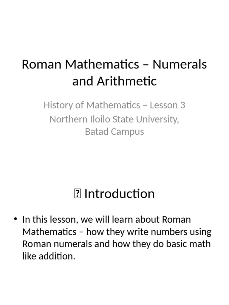 Roman Numerals and Arithmetic Basics | PDF