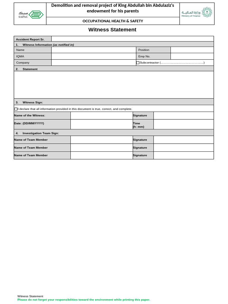 Witnes Sheet | PDF