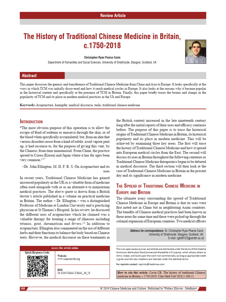 The History Of Traditional Chinese Medicine In 2 Pdf Traditional