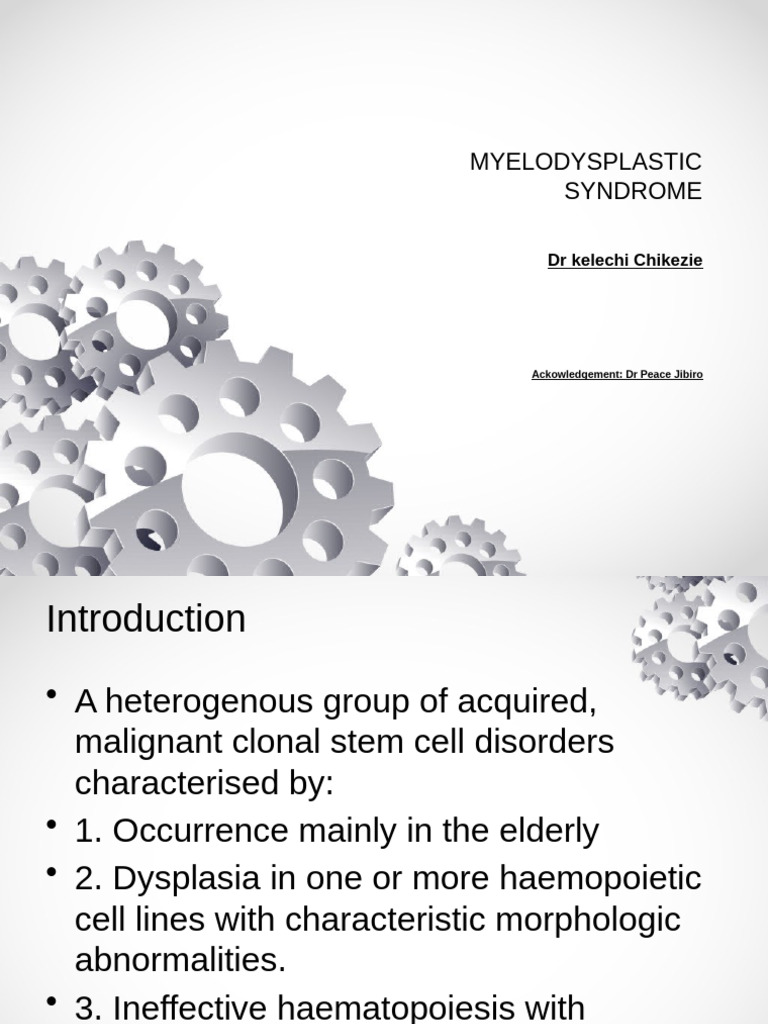 Myelodysplastic Syndrome Overview | PDF | Biology | Genetics