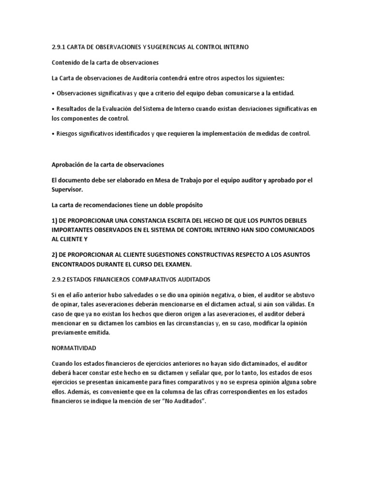 CARTA DE OBSERVACIONES